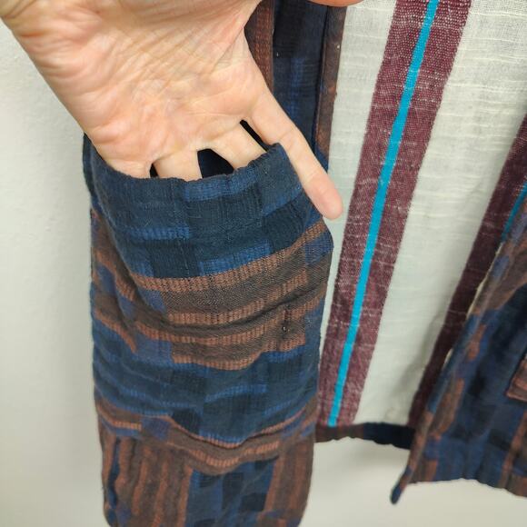 Ace & Jig Open Cardigan Sweater Womens Small Blue Brown Sleeveless Lagenlook - Picture 3 of 8